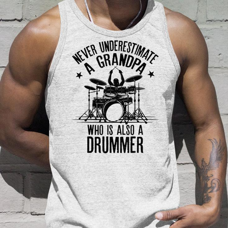 Never Underestimate A Grandpa Who Is Also A Drummer Fun Gift Gift For Mens Unisex Tank Top Gifts for Him