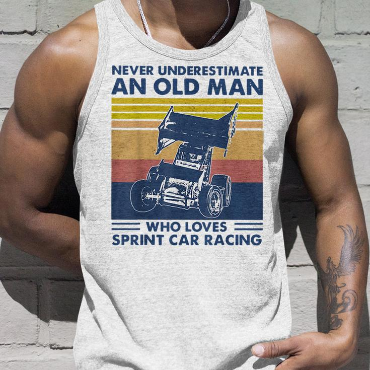 Never Underestimate An Old Man Who Loves Sprint Car Racing Unisex Tank Top Gifts for Him