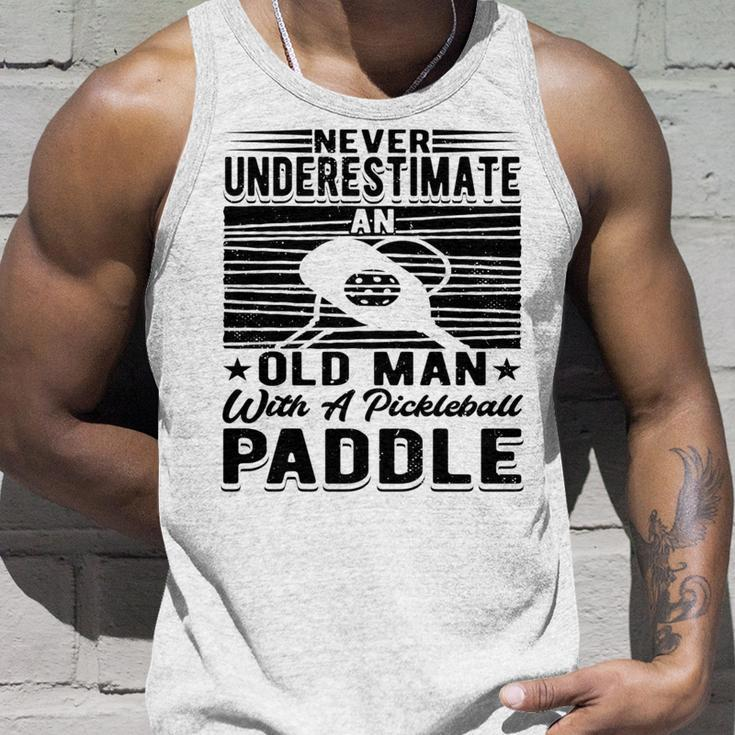 Never Underestimate An Old Man With A Pickleball Paddle Men Unisex Tank Top Gifts for Him