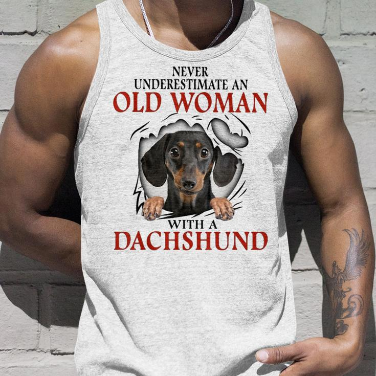Never Underestimate An Old Woman With A Dachshund Unisex Tank Top Gifts for Him