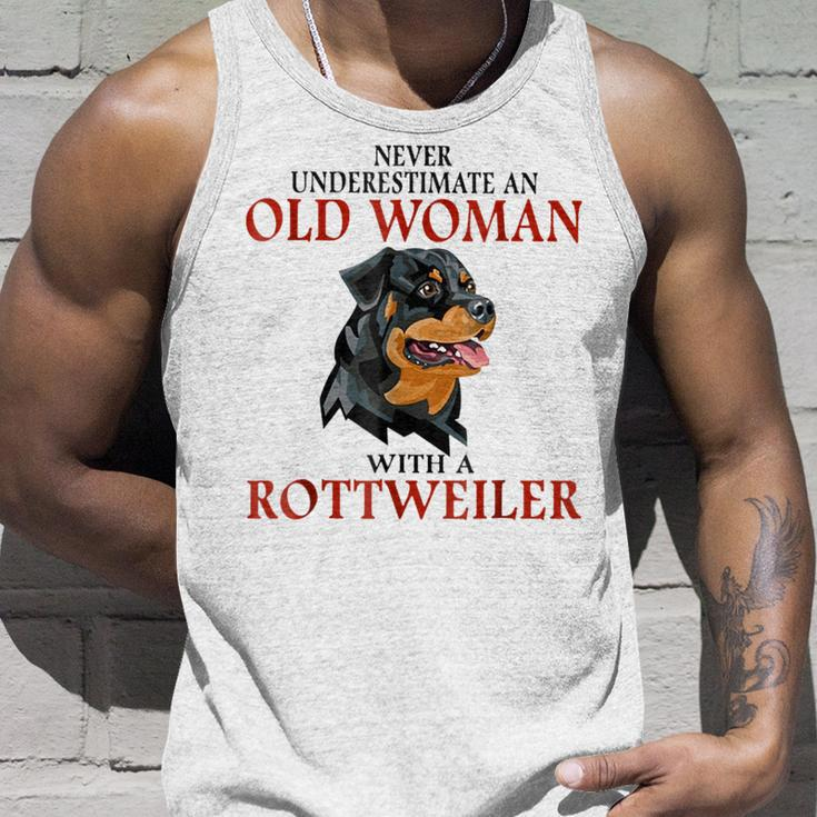 Never Underestimate An Old Woman With A Rottweiler Unisex Tank Top Gifts for Him