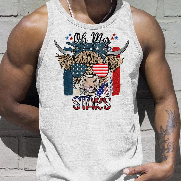 Oh My Stars Highland Cow Heifer Cow Girls 4Th Of July Unisex Tank Top Gifts for Him