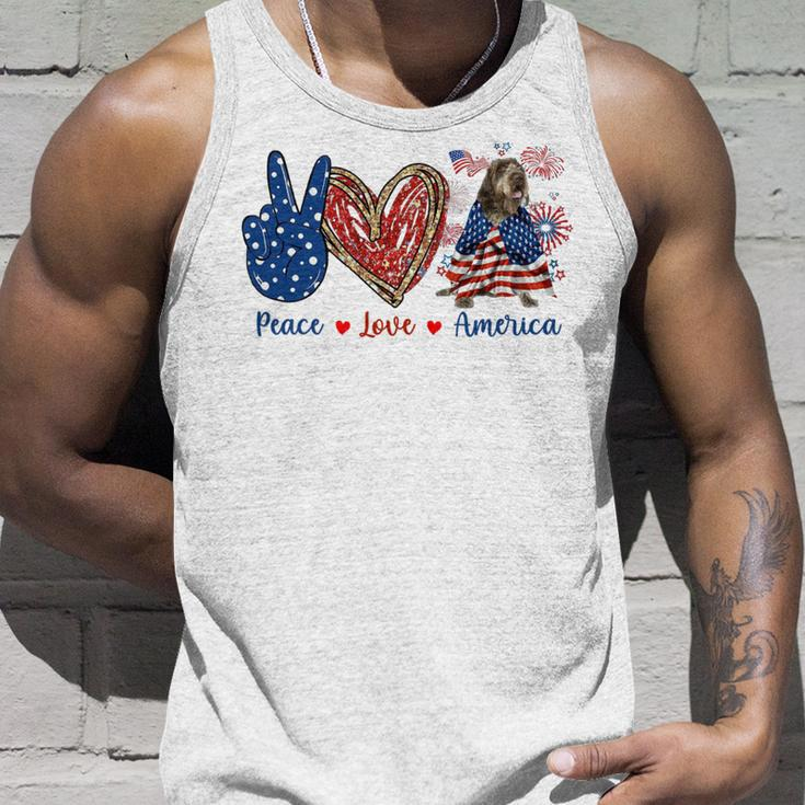 Peace Love Wirehaired Pointing Griffon Dog Patriotic America Tank Top Gifts for Him