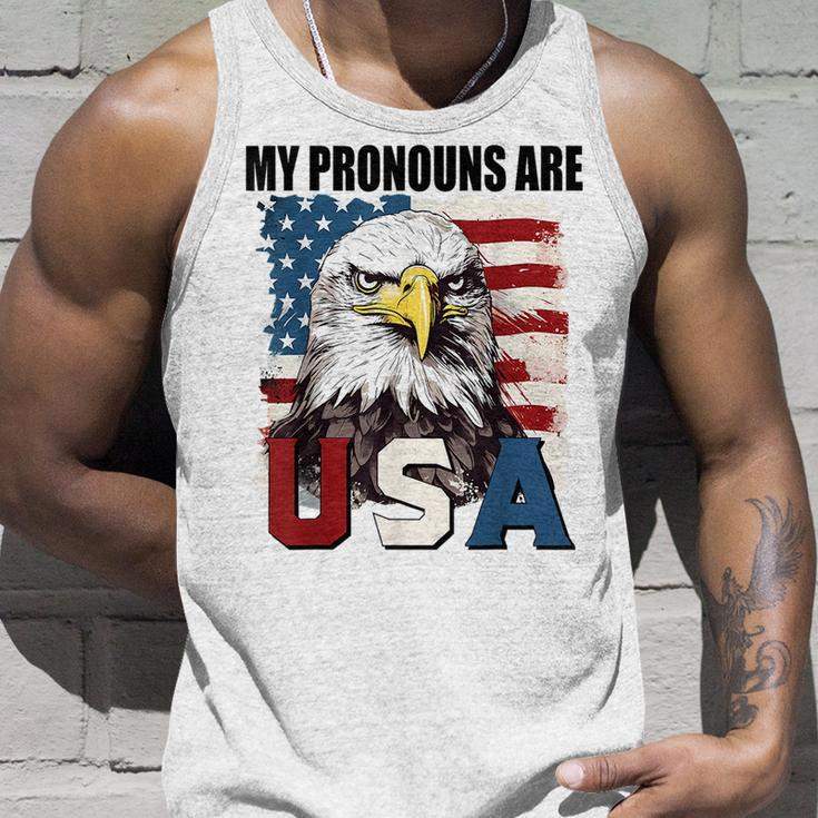 My Pronouns Are Usa American Flag Patriotic Eagle Graphic Patriotic Tank Top Gifts for Him