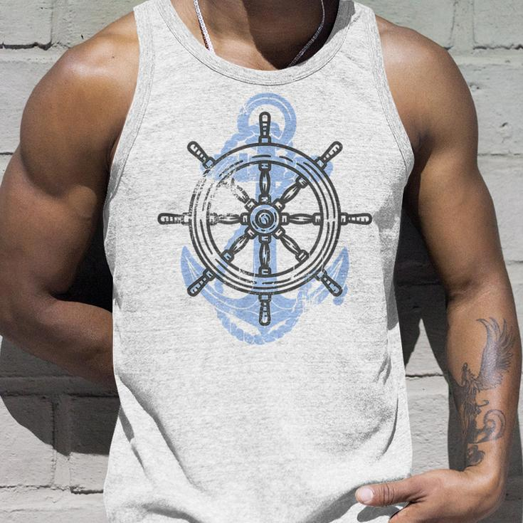 Rudder Anchor Sring Wheel Sailing Boat North Maritime Unisex Tank Top Gifts for Him