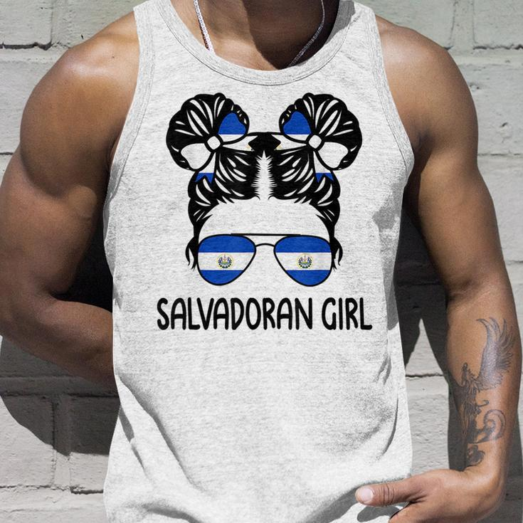 Salvadoran Girl Messy Hair El Salvador Pride Patriotic Kids Unisex Tank Top Gifts for Him