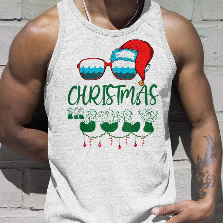 Santa Hat Sunglasses Summer Vacation Christmas In July Tank Top Gifts for Him