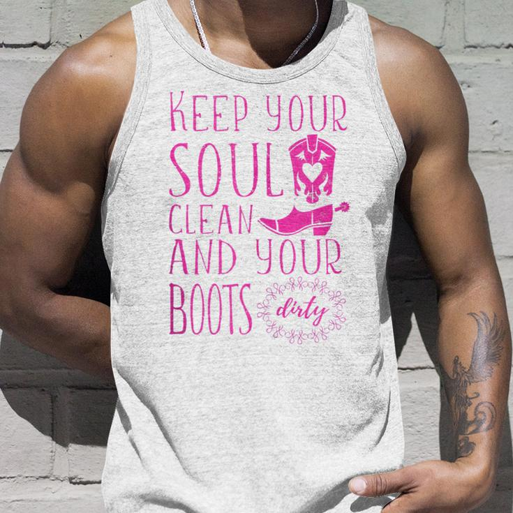 Soul Clean Boots Dirty Cute Pink Cowgirl Boots Rancher Unisex Tank Top Gifts for Him