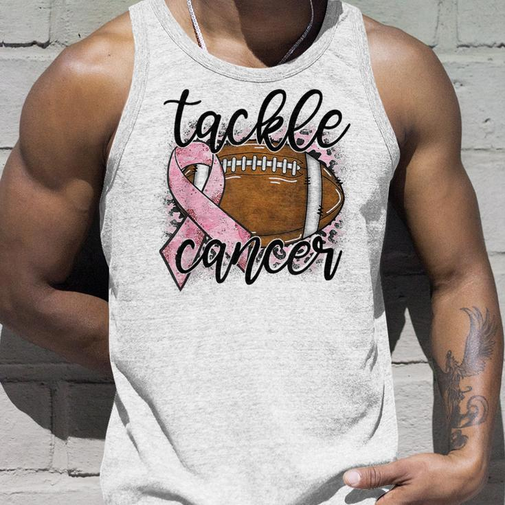 Tackle Breast Cancer Leopard Football Pink Ribbon Awareness Tank Top Gifts for Him