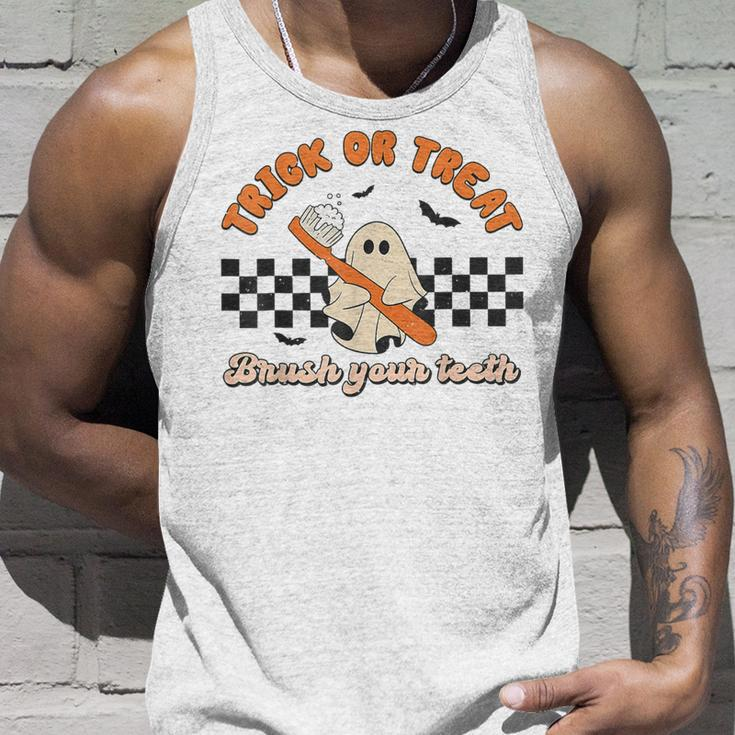 Trick Or Treat Brush Your Th Ghost Halloween Dentist Tank Top Gifts for Him