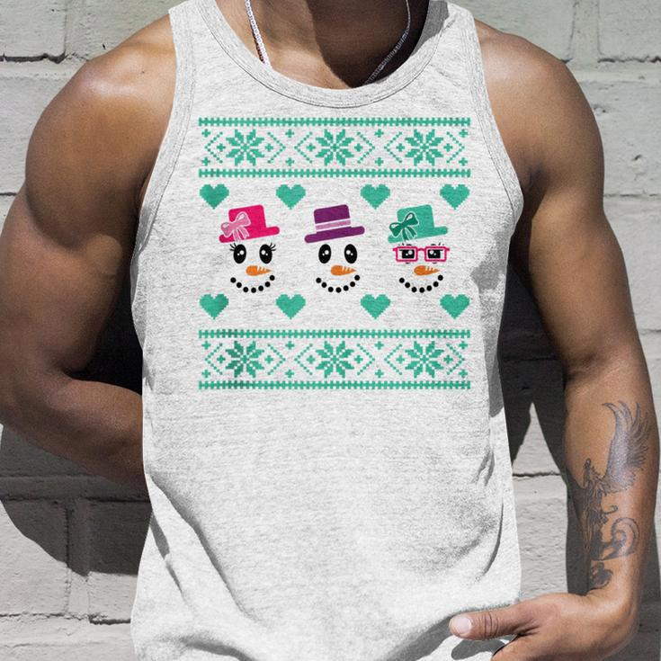 Ugly Christmas Sweater Style Snowmen Tank Top Gifts for Him