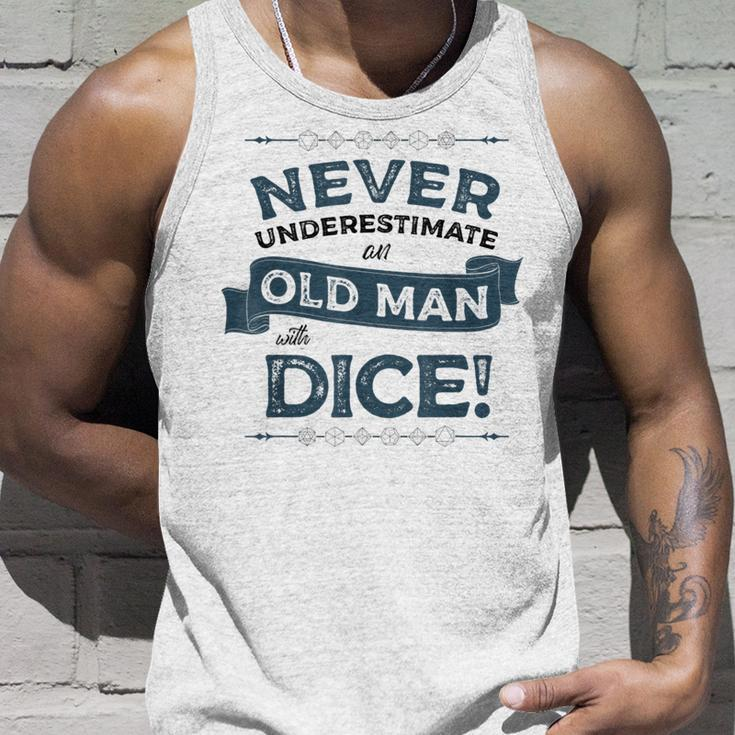 Never Underestimate Old Man With Dice Rpg Gaming Dad Uncle Tank Top Gifts for Him