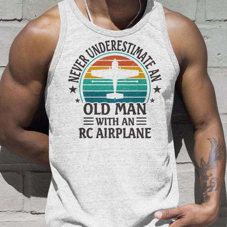 Vintage Never Underestimate An Old Man With An Rc Airplane Unisex Tank Top Gifts for Him