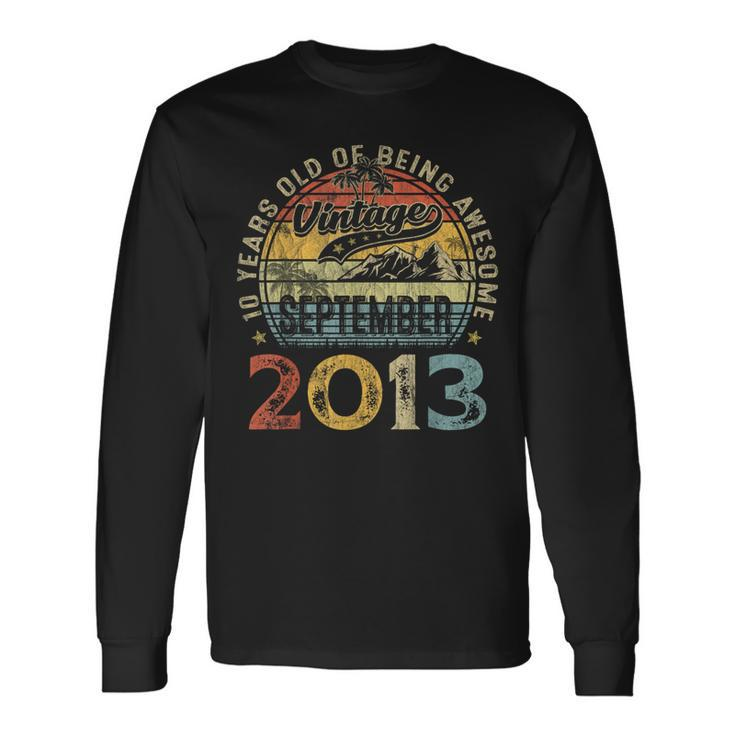 10 Year Old September 2013 Vintage 10Th Birthday Long Sleeve T-Shirt