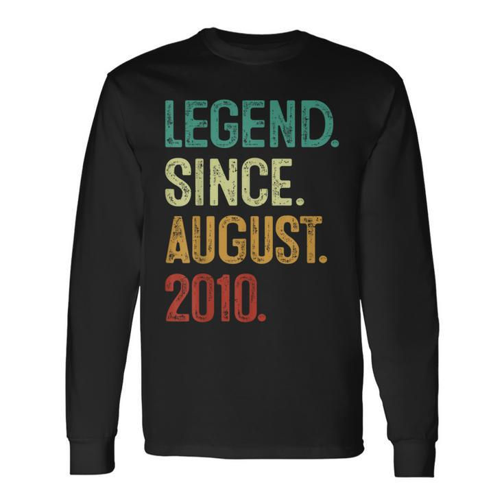 13 Years Old Legend Since August 2010 13Th Birthday Long Sleeve T-Shirt