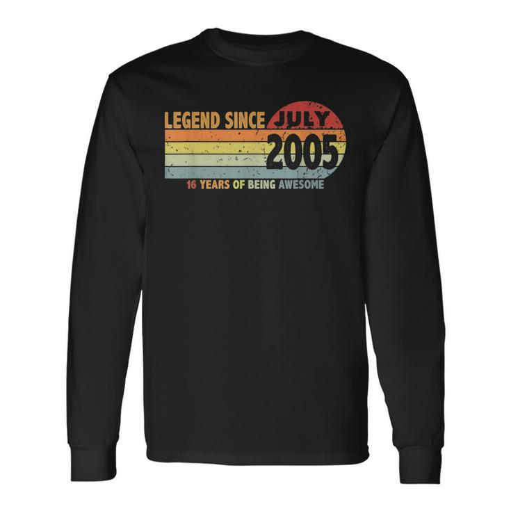 16Th Birthday Legend Since July 2005 Born In 2005 Decoration Long Sleeve T-Shirt