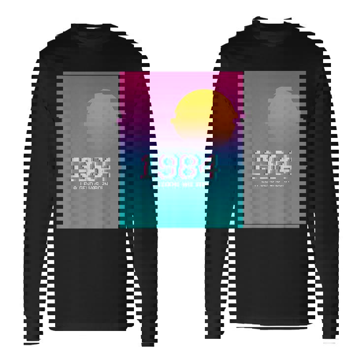 1984 Birthday Legend I Vhs Glitch Vaporwave 80S Retro Long Sleeve T-Shirt