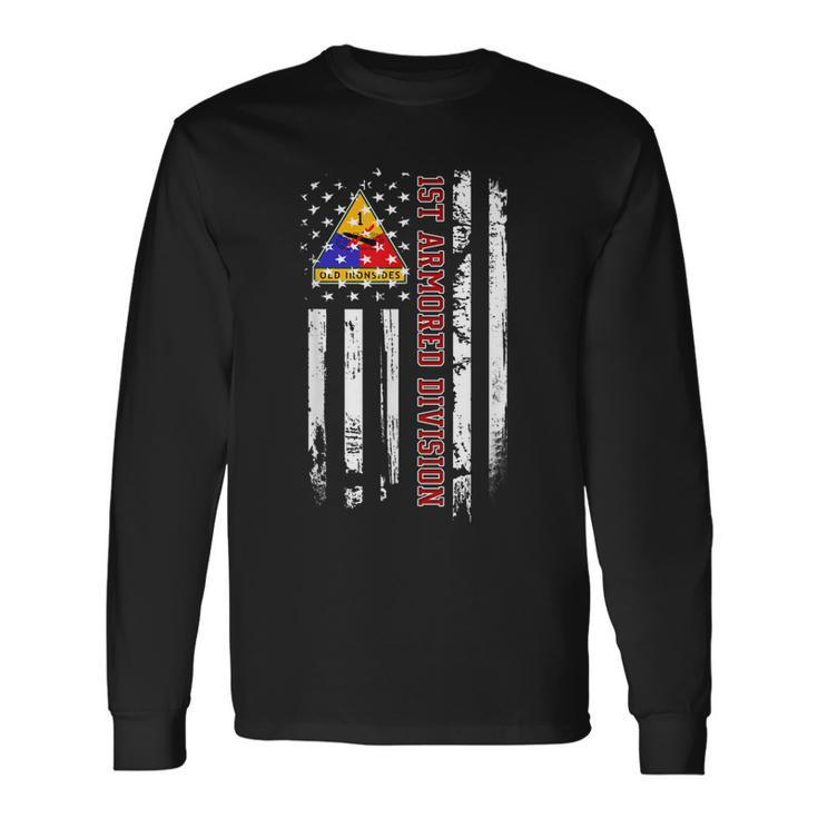 1St Armored Division American Flag Veteran Day Father Day Long Sleeve T-Shirt T-Shirt