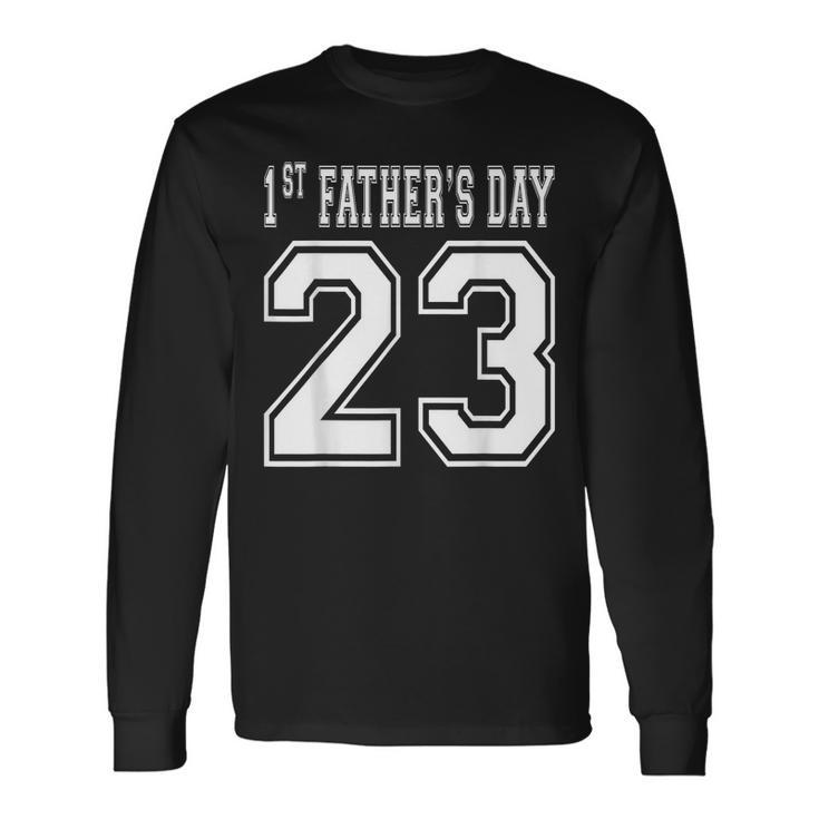 2023 New Dad Papa My First Fathers Day Football Long Sleeve T-Shirt T-Shirt