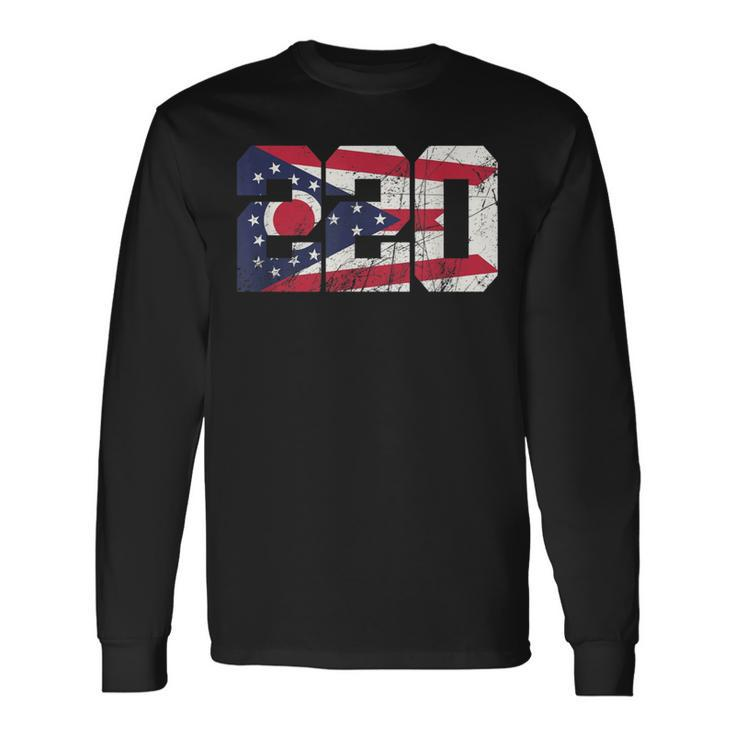 220 Area Code Flag Of Ohio State Vintage Long Sleeve T-Shirt