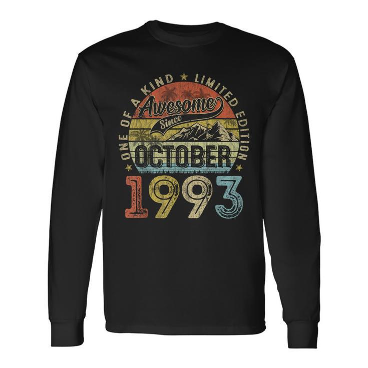 30 Years Old Made In 1993 Vintage October 1993 30Th Birthday Long Sleeve T-Shirt
