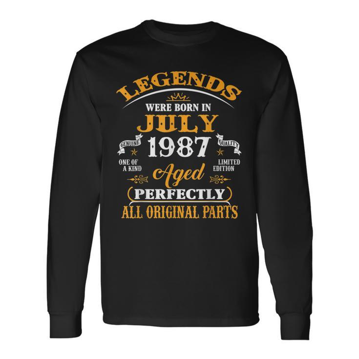 35Th Birthday Legends Born In July 1987 35 Years Old Long Sleeve T-Shirt