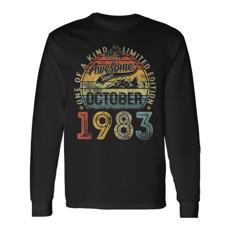 40 Years Old Made In 1983 Vintage October 1983 40Th Birthday Long Sleeve T-Shirt