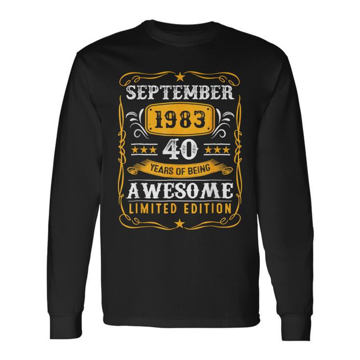 40Th Birthday Decoration September 1983 40 Years Old Long Sleeve T-Shirt