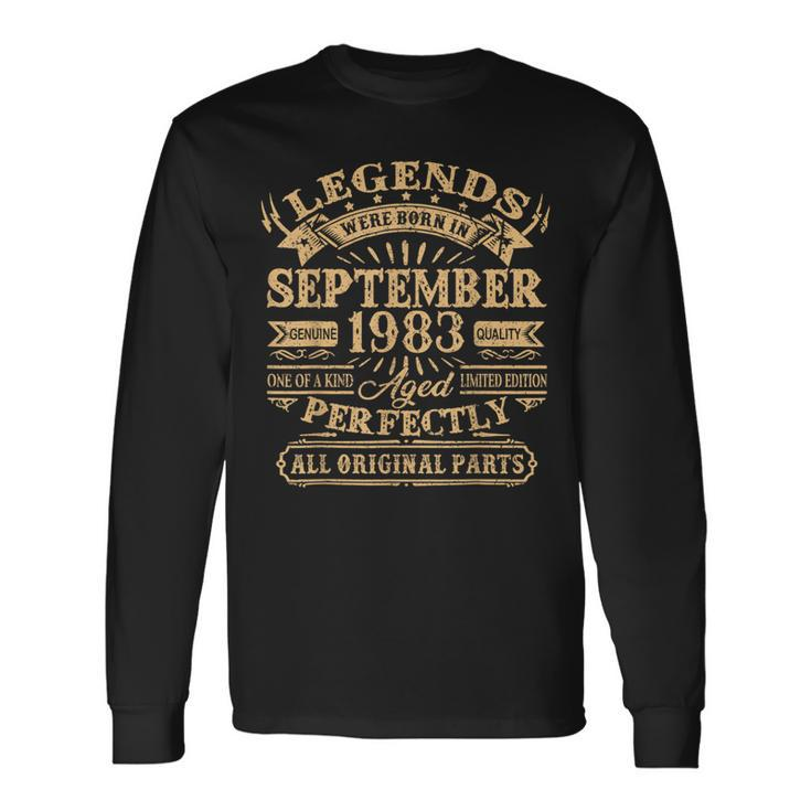 40Th Birthday Decoration Legends Born In September 1983 Long Sleeve T-Shirt