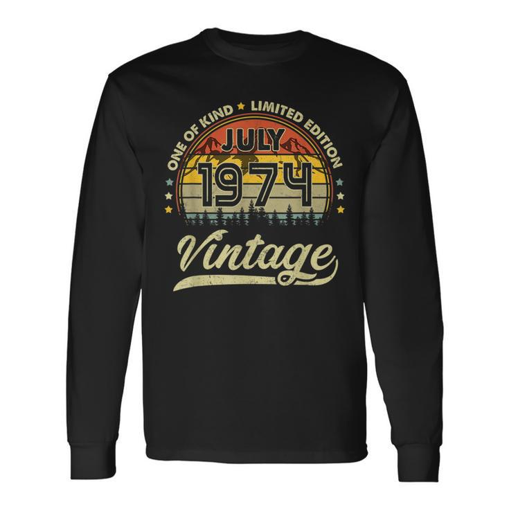 47Th Birthday 47 Years Old Retro Born In July 1974 Long Sleeve T-Shirt