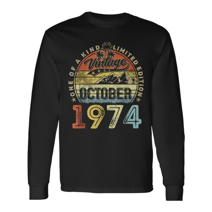 49 Years Old Vintage October 1974 49Th Birthday Long Sleeve T-Shirt