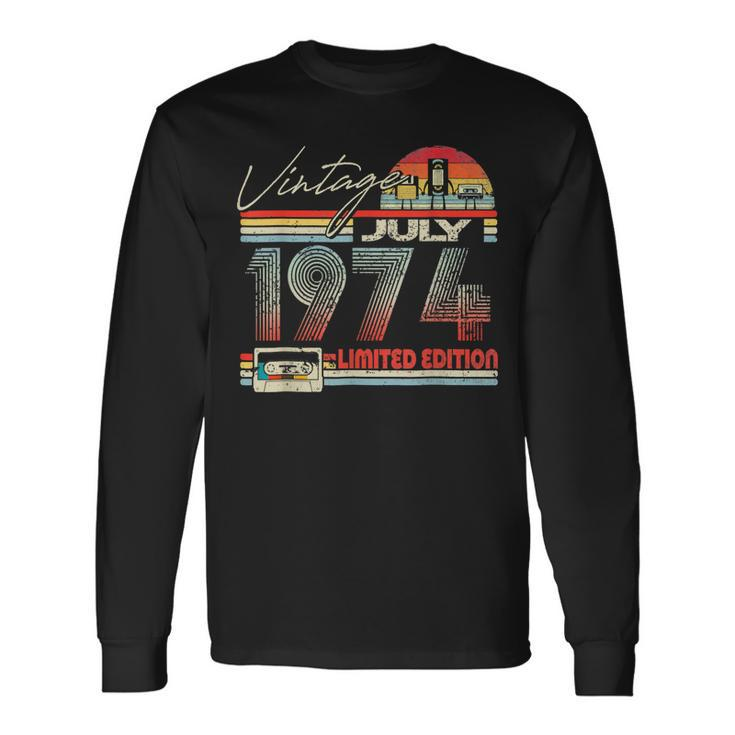 49Th Birthday July 1974 Vintage Cassette Limited Edition Long Sleeve T-Shirt