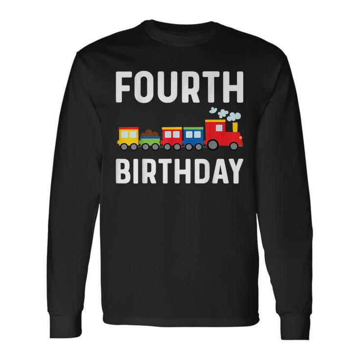 4Th Birthday Train Theme Party Toddler Boys 4 Year Old Long Sleeve T-Shirt