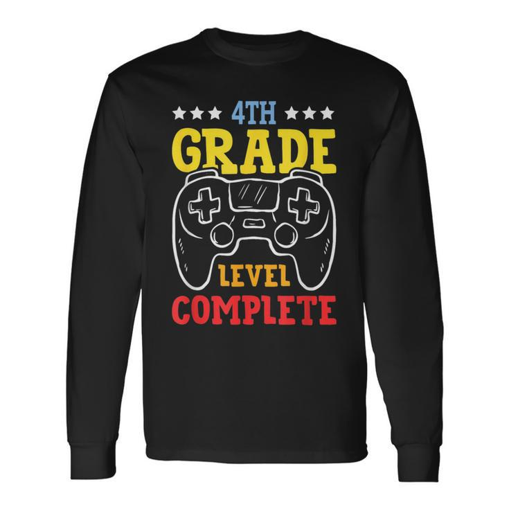 4Th Grade Level Complete Last Day Of School Game Controller Long Sleeve T-Shirt