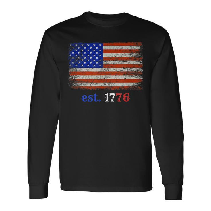 4Th Of July American Flag 1776 Proud Veteran Long Sleeve T-Shirt T-Shirt