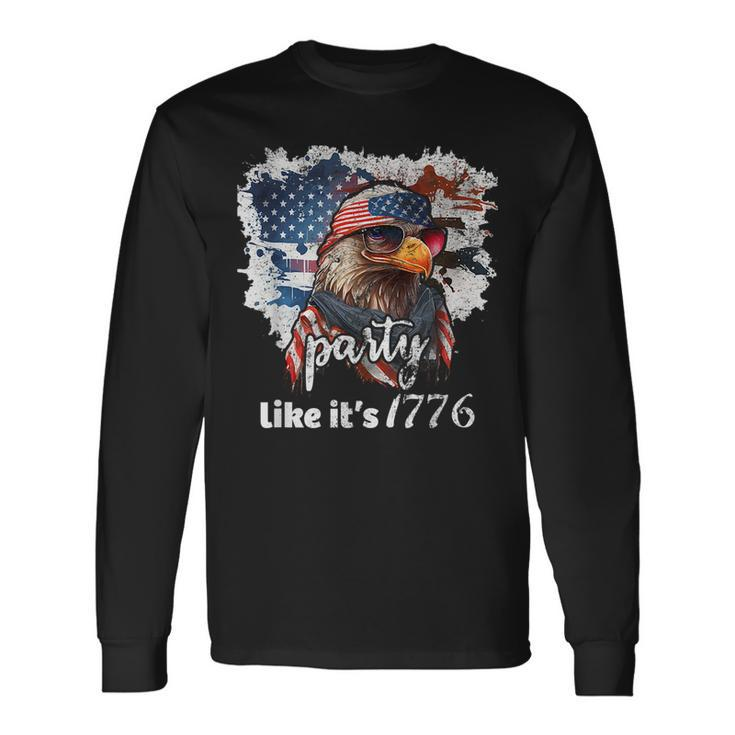 4Th Of July American Flag And Eagle Cool 4Th Of July Long Sleeve T-Shirt