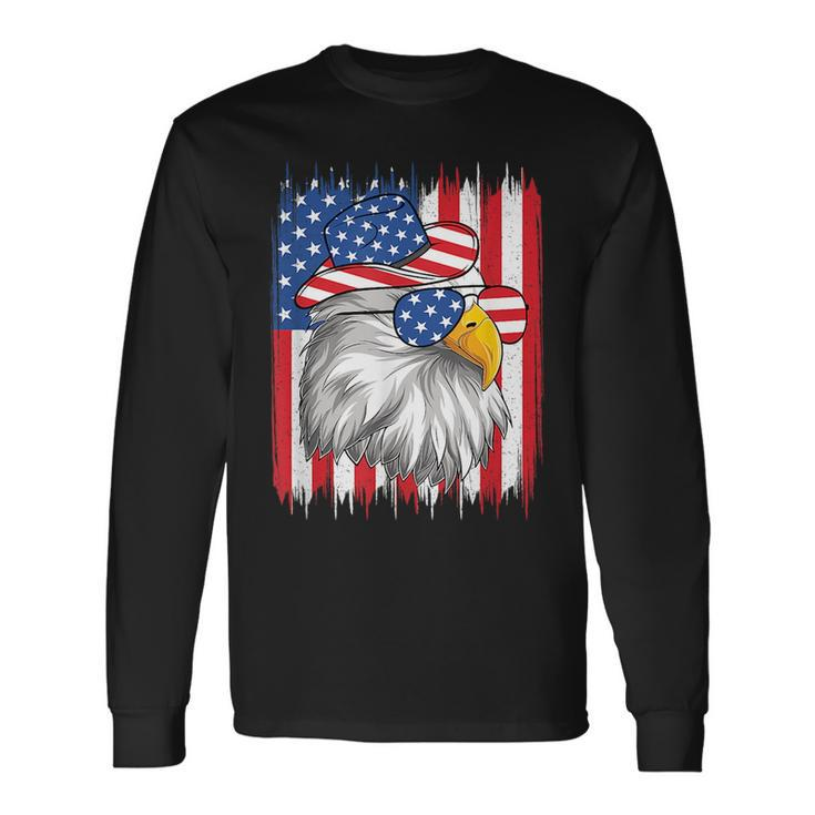 4Th Of July American Flag Usa Cowboy Patriotic Eagle Long Sleeve T-Shirt T-Shirt
