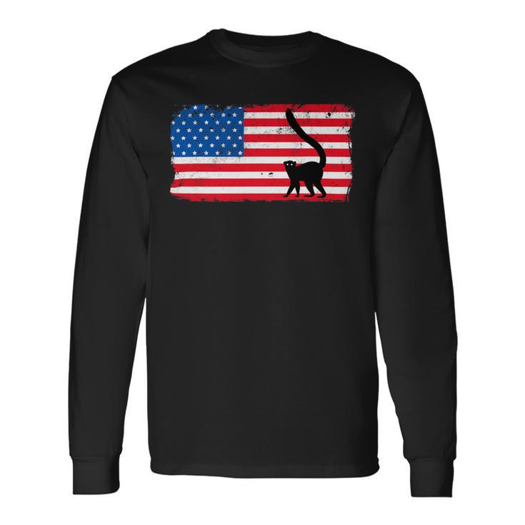 4Th Of July Animal Lemur Shirts American Flag Usa Patriotic 2 Long Sleeve T-Shirt