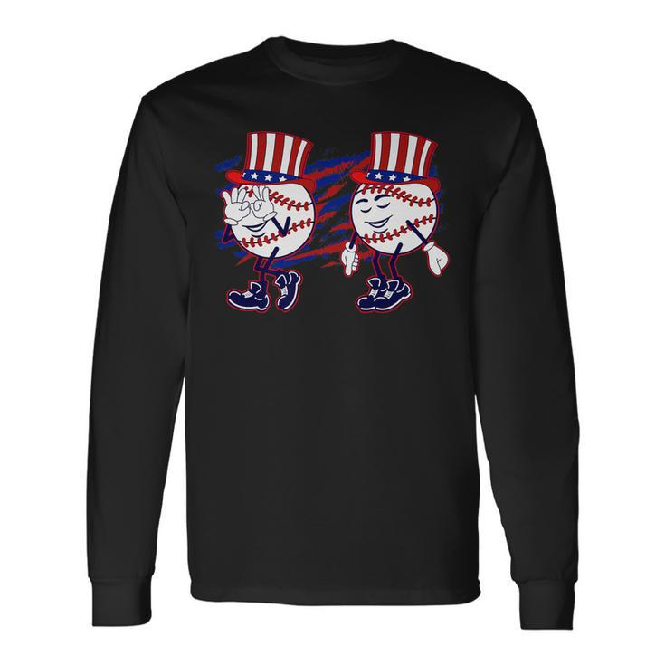 4Th July Baseball Griddy Dance Usa Patriotic Man Long Sleeve T-Shirt T-Shirt Gifts ideas