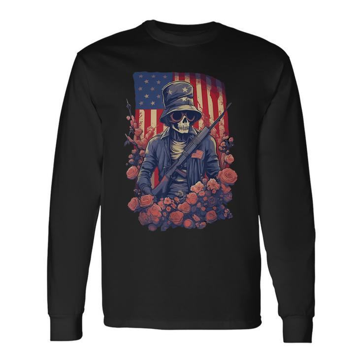 4Th Of July Men Boys Usa American Flag Independence Day Long Sleeve T-Shirt