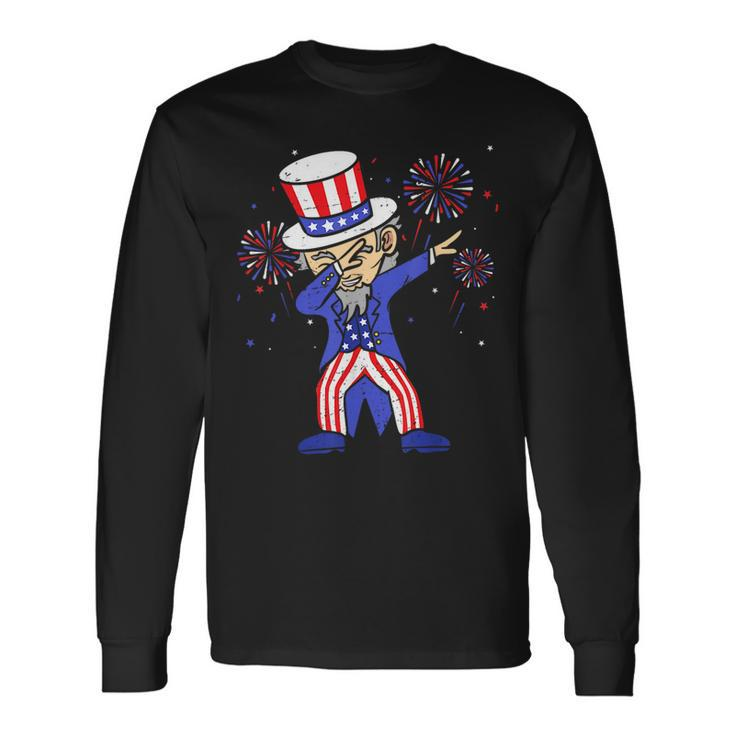 4Th Of July For Dabbing Uncle Sam Boys Long Sleeve T-Shirt