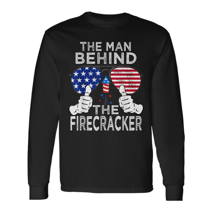 4Th Of July Dad To Be Baby Reveal Man Behind The Firecracker Long Sleeve T-Shirt T-Shirt