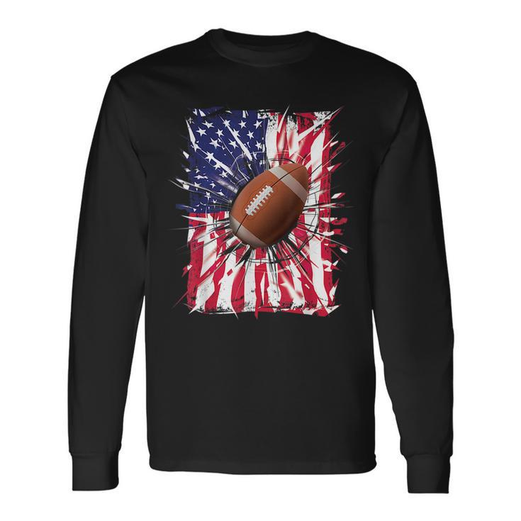 4Th Of July Football Usa American Flag Patriotic Long Sleeve T-Shirt T-Shirt