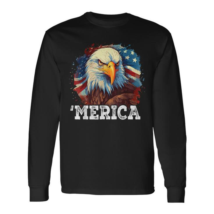 4Th Of July Merica Bald Eagle Usa Patriotic American Flag Long Sleeve T-Shirt T-Shirt