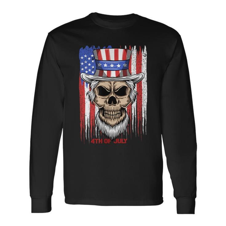 4Th Of July Patriotic Skeleton 4Th Of July American Flag Patriotic Long Sleeve T-Shirt T-Shirt