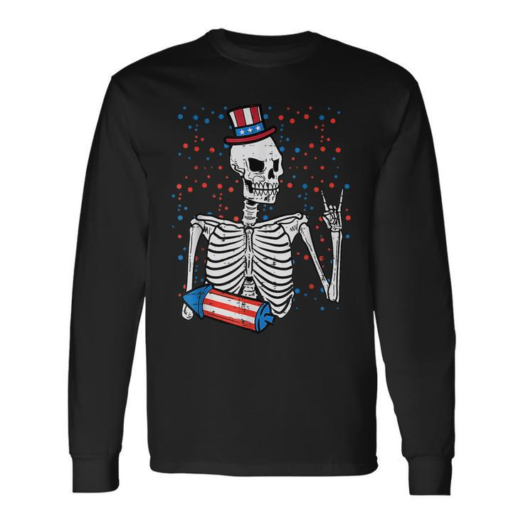 4Th July Rocker Skeleton Patriotic Rock Boys N Patriotic Long Sleeve T-Shirt T-Shirt
