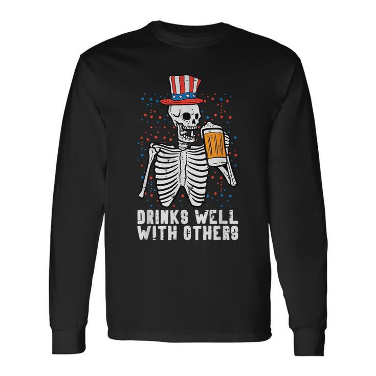 4Th Of July Skeleton American Flag Patriotic Dad Patriotic Long Sleeve T-Shirt T-Shirt