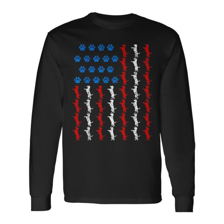 4Th Of July Us American Flag Dog Lovers Paw Patriotic Patriotic Long Sleeve T-Shirt