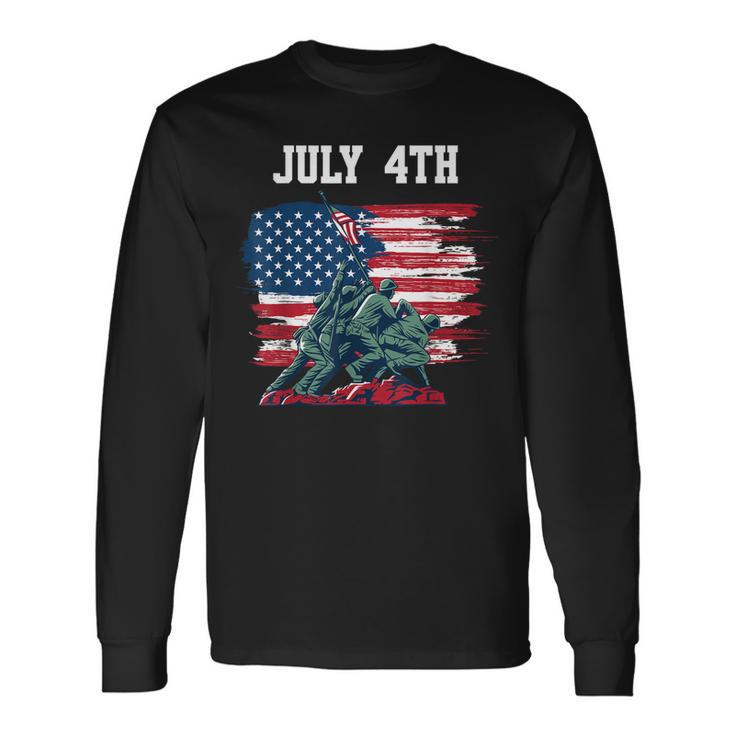 4Th Of July Men Usa American Flag Boys Independence Day Long Sleeve T-Shirt