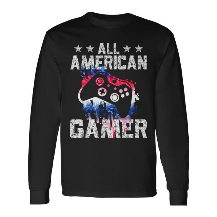 4Th Of July Video Game American Flag All American Gamer Long Sleeve T-Shirt T-Shirt